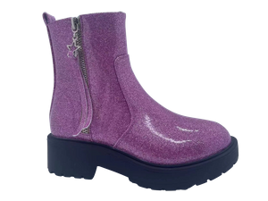 Botas femininas antiderrapantes de PU brilhantes e elegantes