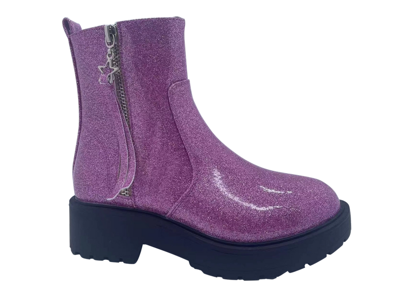 Botas femininas antiderrapantes de PU brilhantes e elegantes