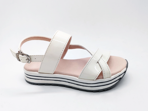 Sandálias femininas com fivela de moda minimalista branca