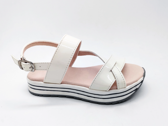 Sandálias femininas com fivela de moda minimalista branca