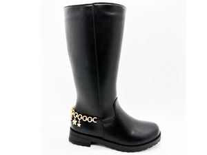 Botas femininas de PU com superfície lisa de cano alto 