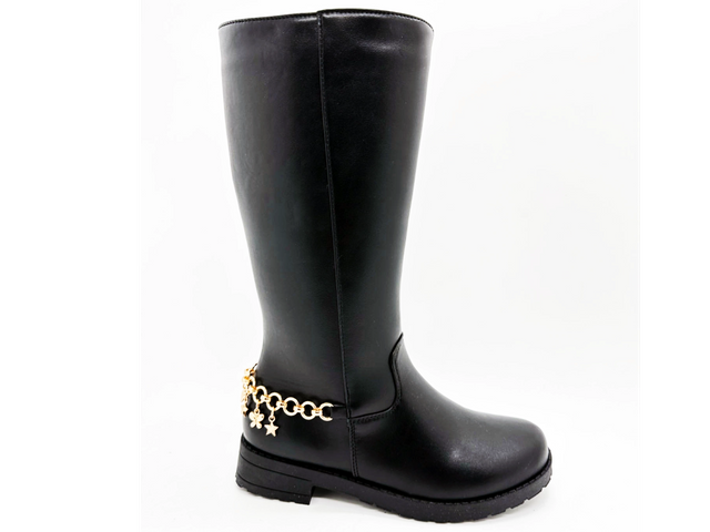 Botas femininas de PU com superfície lisa de cano alto 