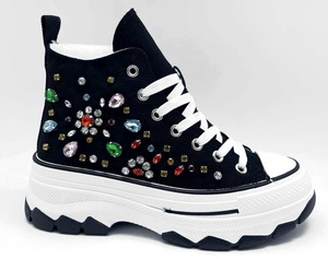 Sapatos de conforto femininos duráveis ​​de alta qualidade com corte alto e antiderrapantes de injeção preta