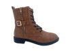 Botas femininas exclusivas em PU marrom com zíper
